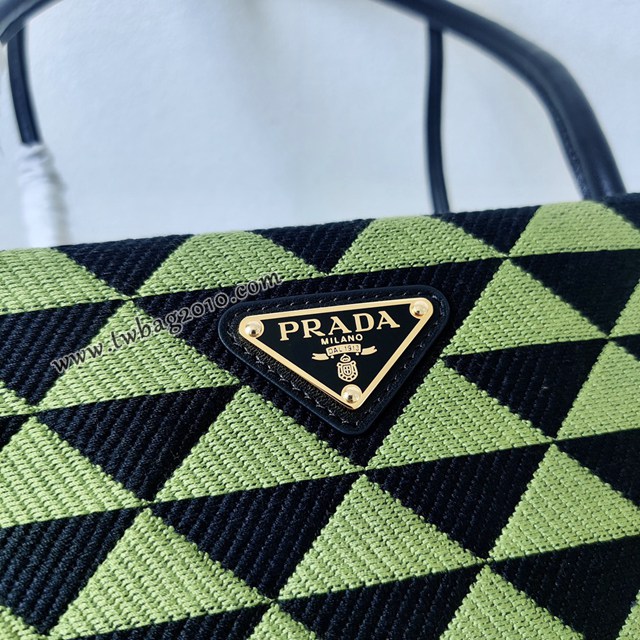 Prada專櫃秋冬新款小號刺繡織物手袋 1BA368 普拉達小號皮革手提包 csp1293